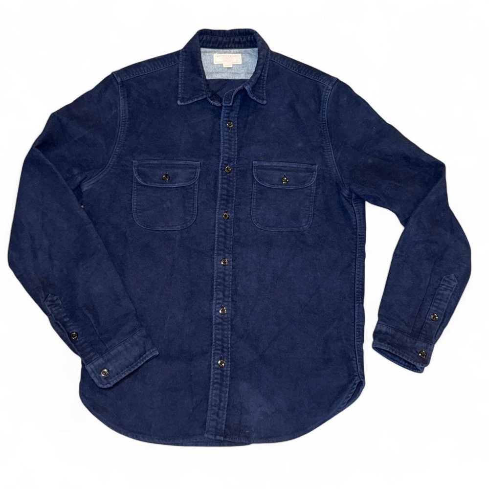 J.CREW Wallace & Barnes Navy Blue Heavyweight Button Down Work Shirt Men's Small